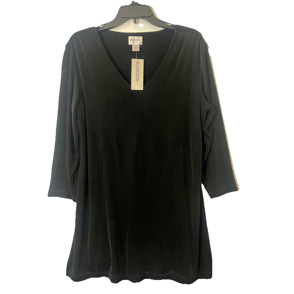 Chico's travelers Val tunic Three-quarter sleeve black V-Neck dress Size 2